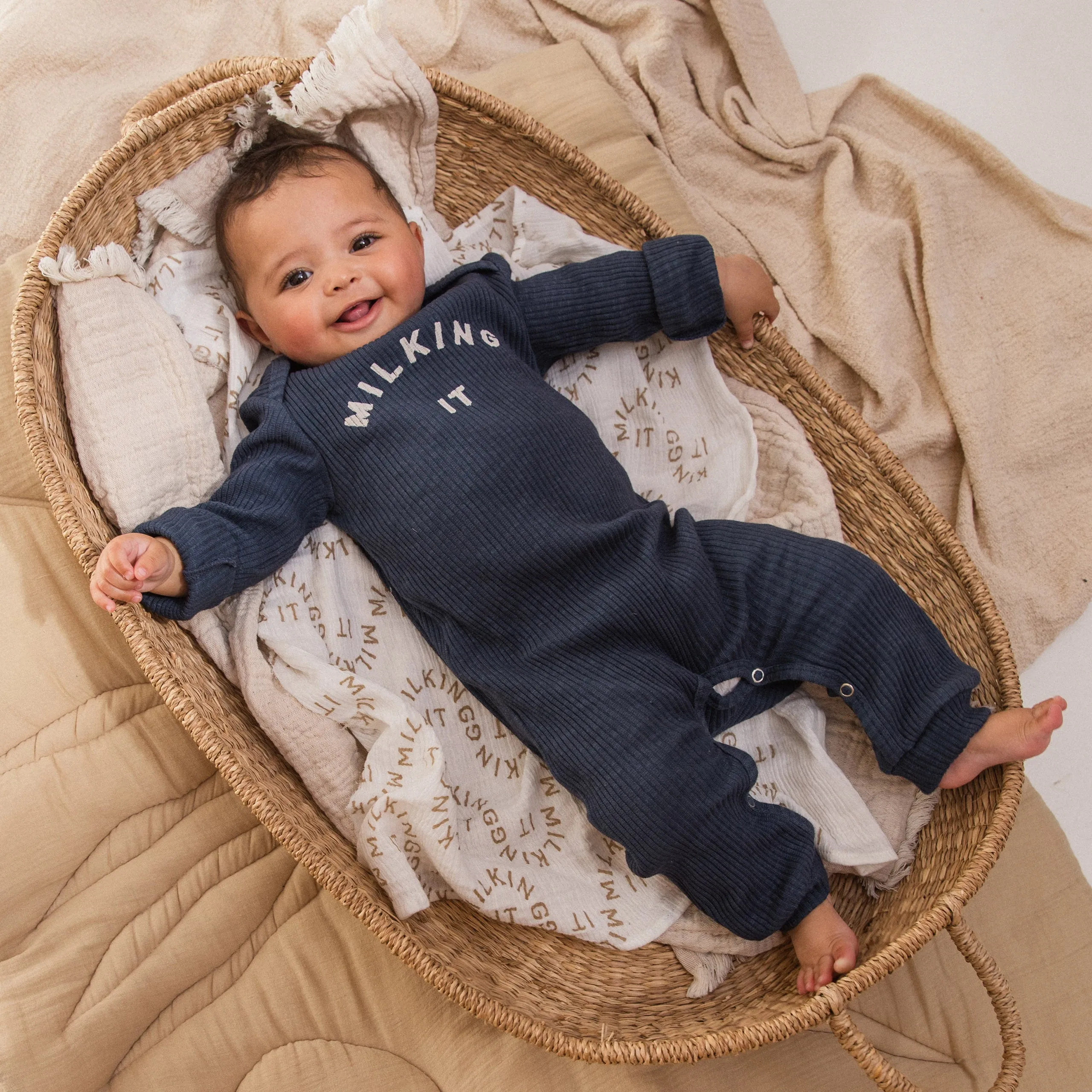 Claude&Co - Milking It Sleepsuit in Navy