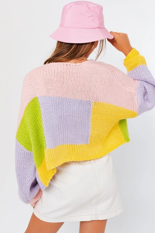 Color Block Sweater Cardigan