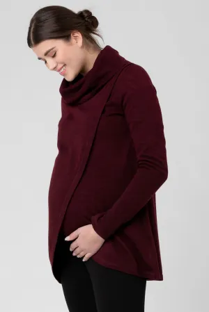 Cowl Neck Maternity Nursing Knit in Merlot