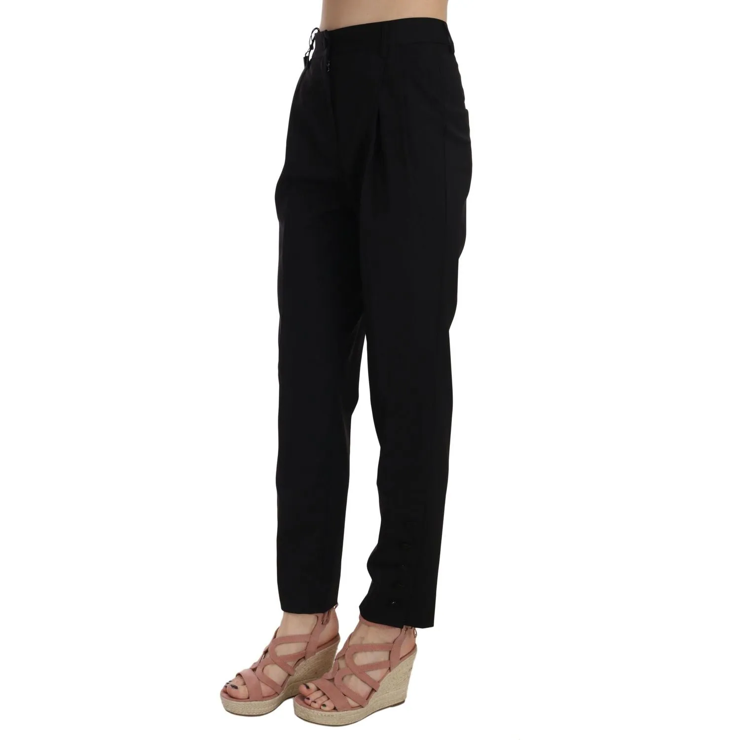 Dolce & Gabbana Elegant Pleated Tapered Black Trousers