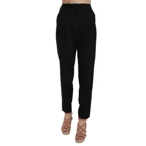 Dolce & Gabbana Elegant Pleated Tapered Black Trousers