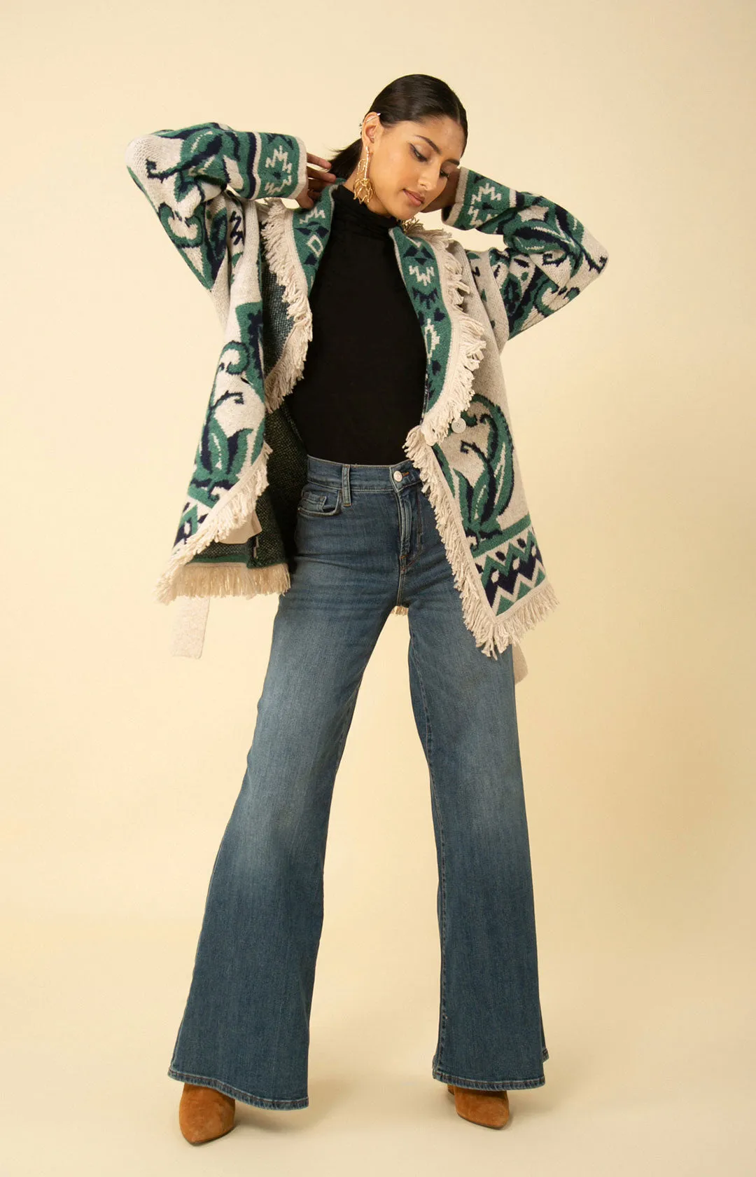 Eliana Fringe Wrap Sweater