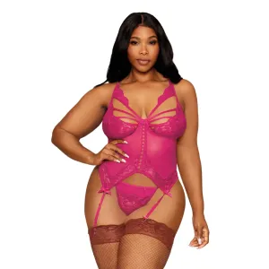 Floral Lace Bustier & G-string Set Beet