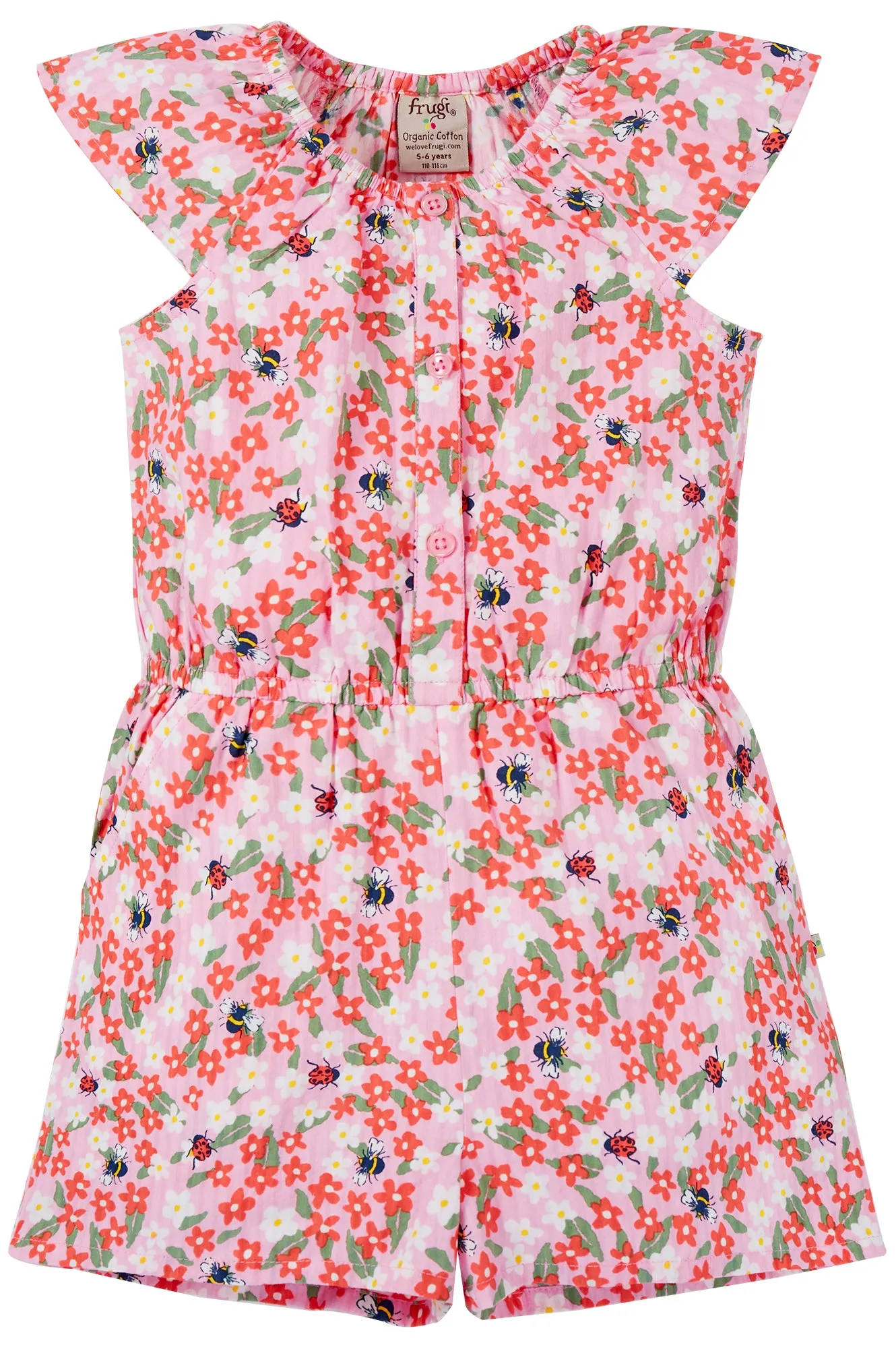 Frugi Nyla Playsuit Pink Floral Fun