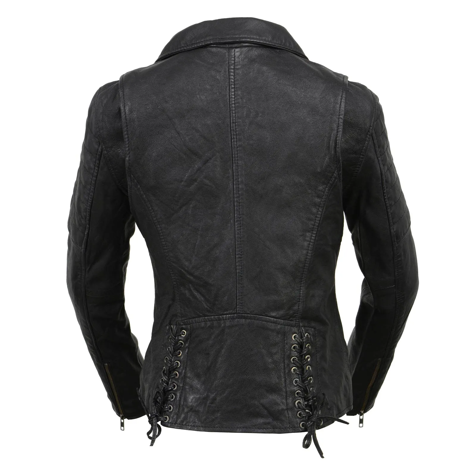 Milwaukee Leather Black Vintage Motorcycle Inspired Vegan Tan Fashion Leather Jacket for Women SFL2812