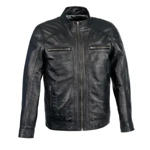 Milwaukee Leather SFM1860 Men's Black Motorcycle Fashion Leather Jacket with Front Zipper Closure