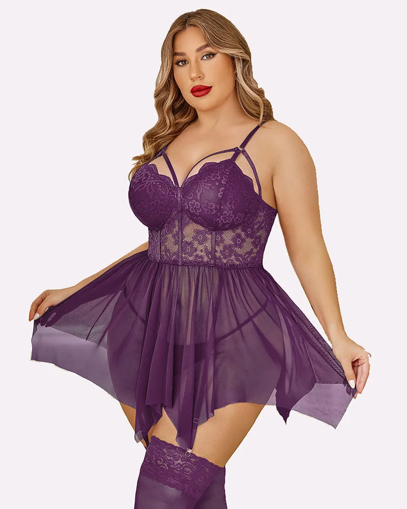 Plus Size Mesh Babydolls