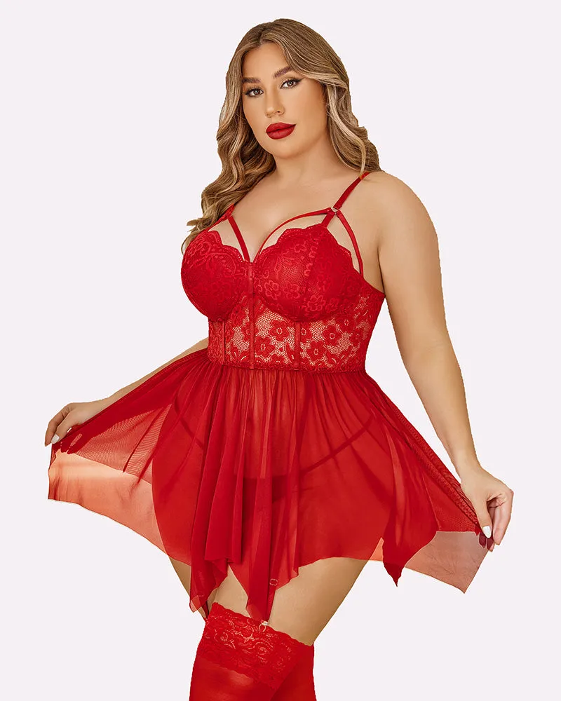 Plus Size Mesh Babydolls