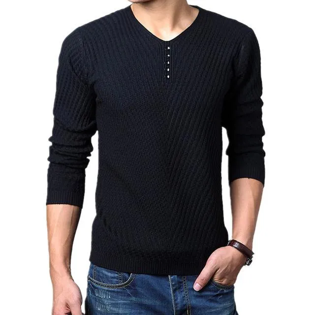 Premium Henley Neck Ribbed Sweater