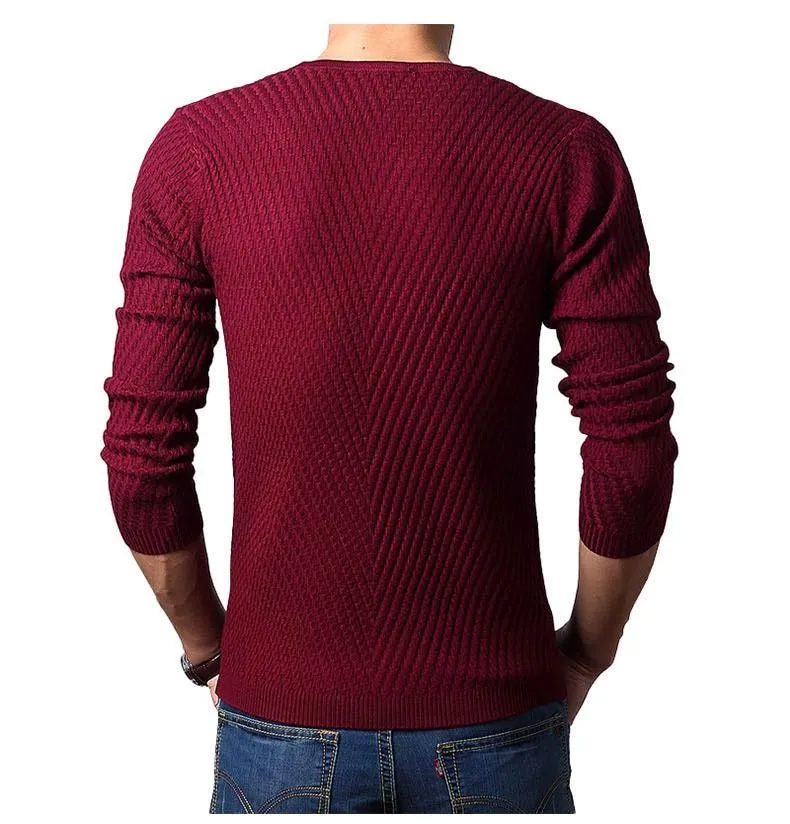 Premium Henley Neck Ribbed Sweater