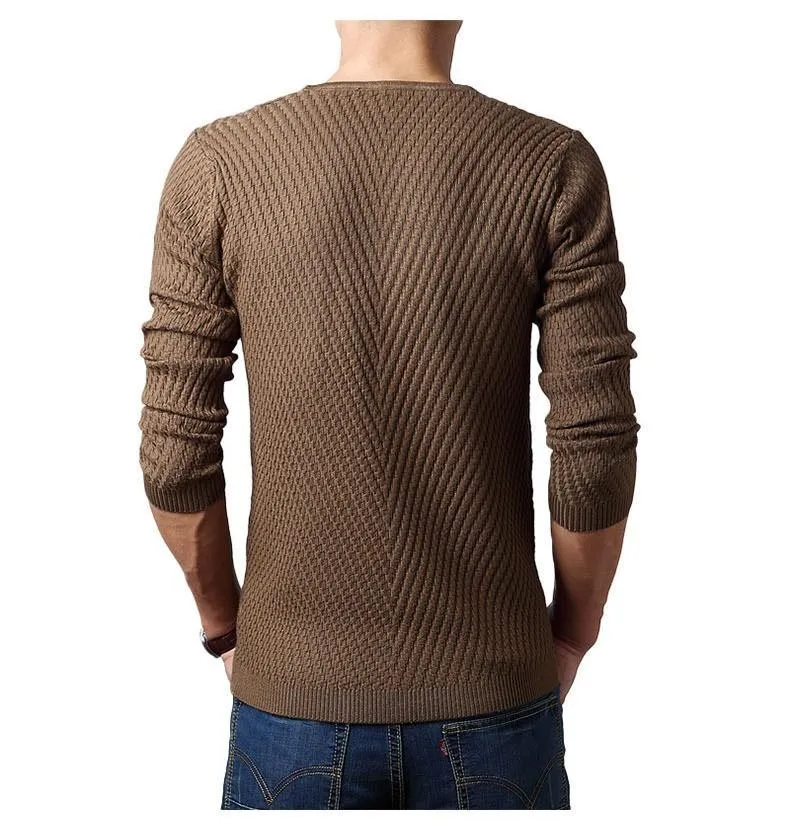 Premium Henley Neck Ribbed Sweater