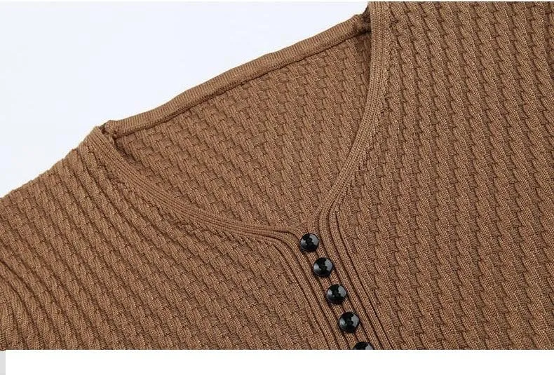 Premium Henley Neck Ribbed Sweater