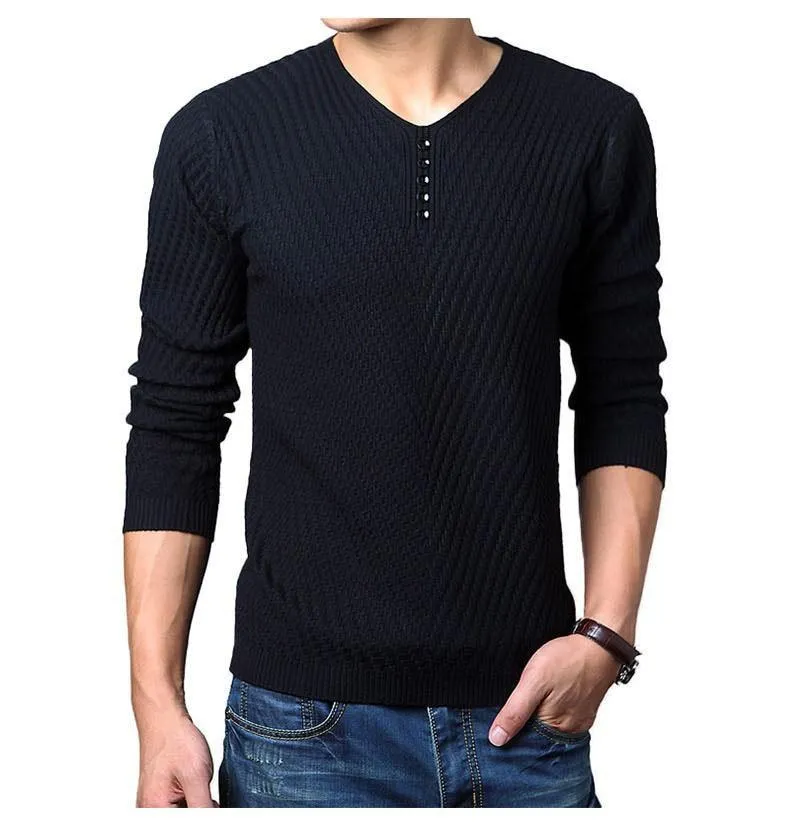 Premium Henley Neck Ribbed Sweater