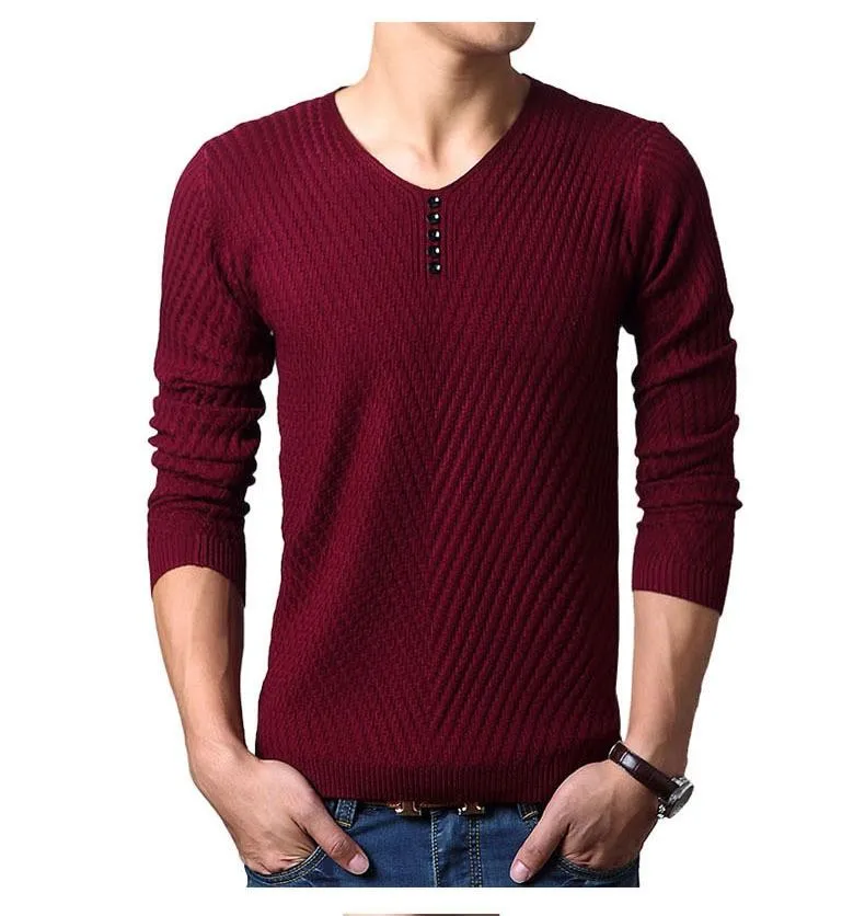 Premium Henley Neck Ribbed Sweater