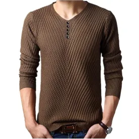 Premium Henley Neck Ribbed Sweater