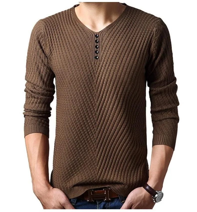 Premium Henley Neck Ribbed Sweater