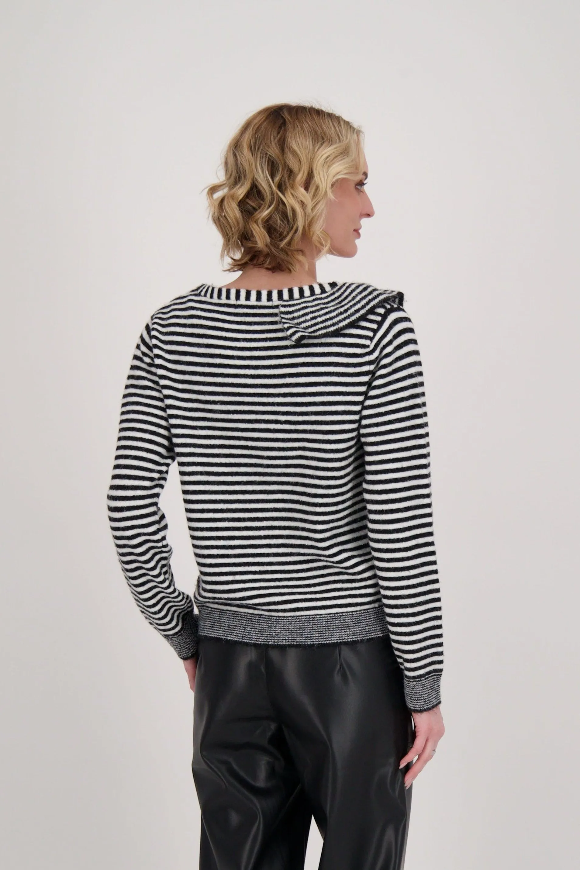 Ruffle Neck Stripe Sweater Top