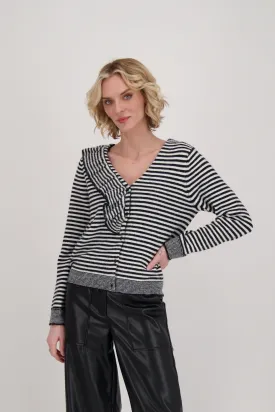 Ruffle Neck Stripe Sweater Top