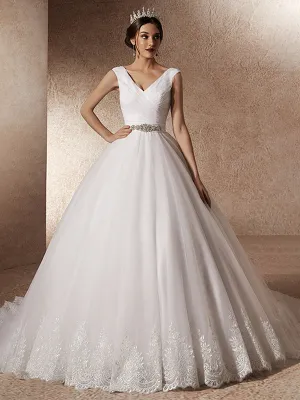 Simple Pleated Tulle Wedding Dress