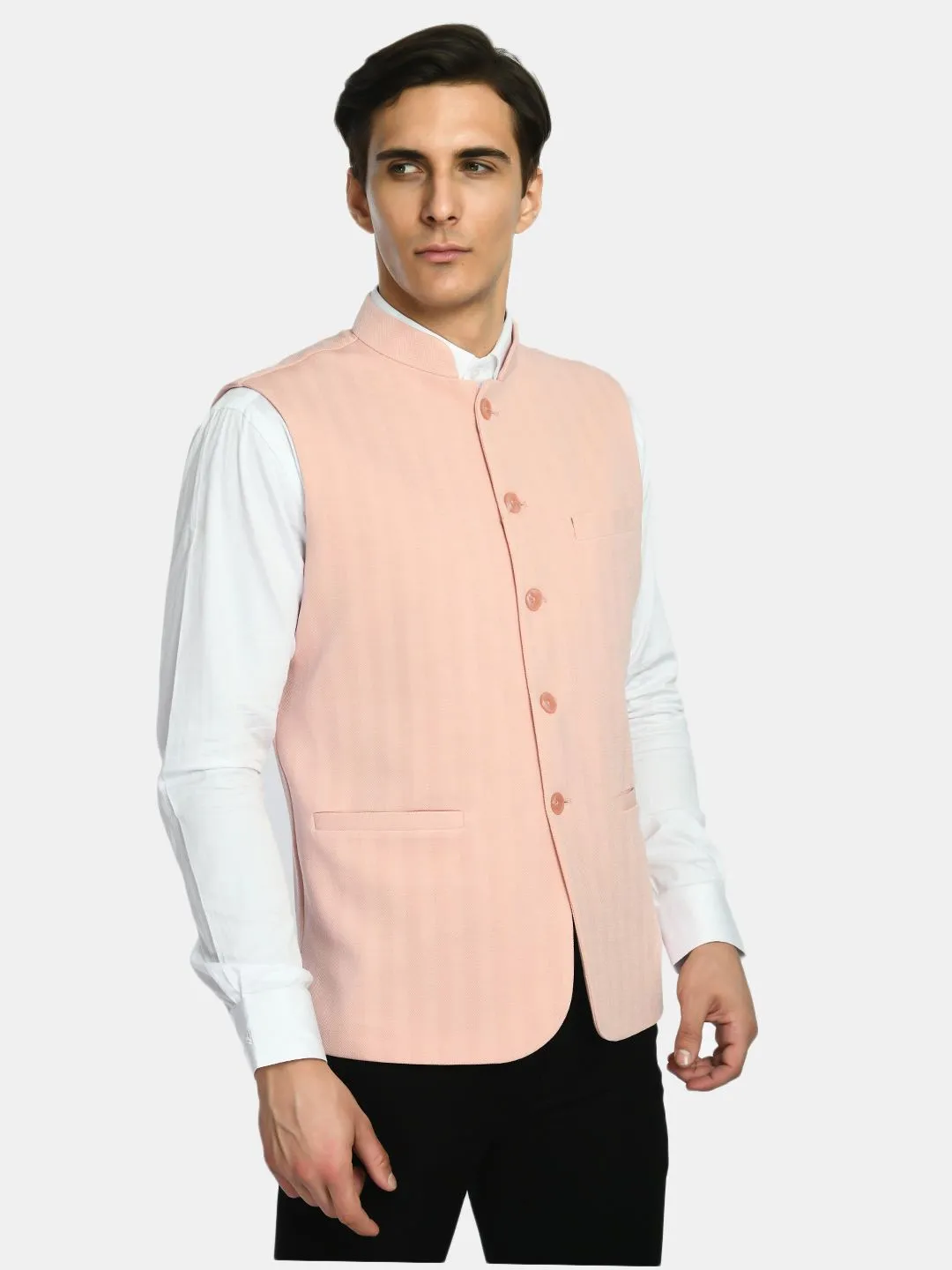 Solid Knitted Slim Fit Men's Festive Wear Nehru Jacket