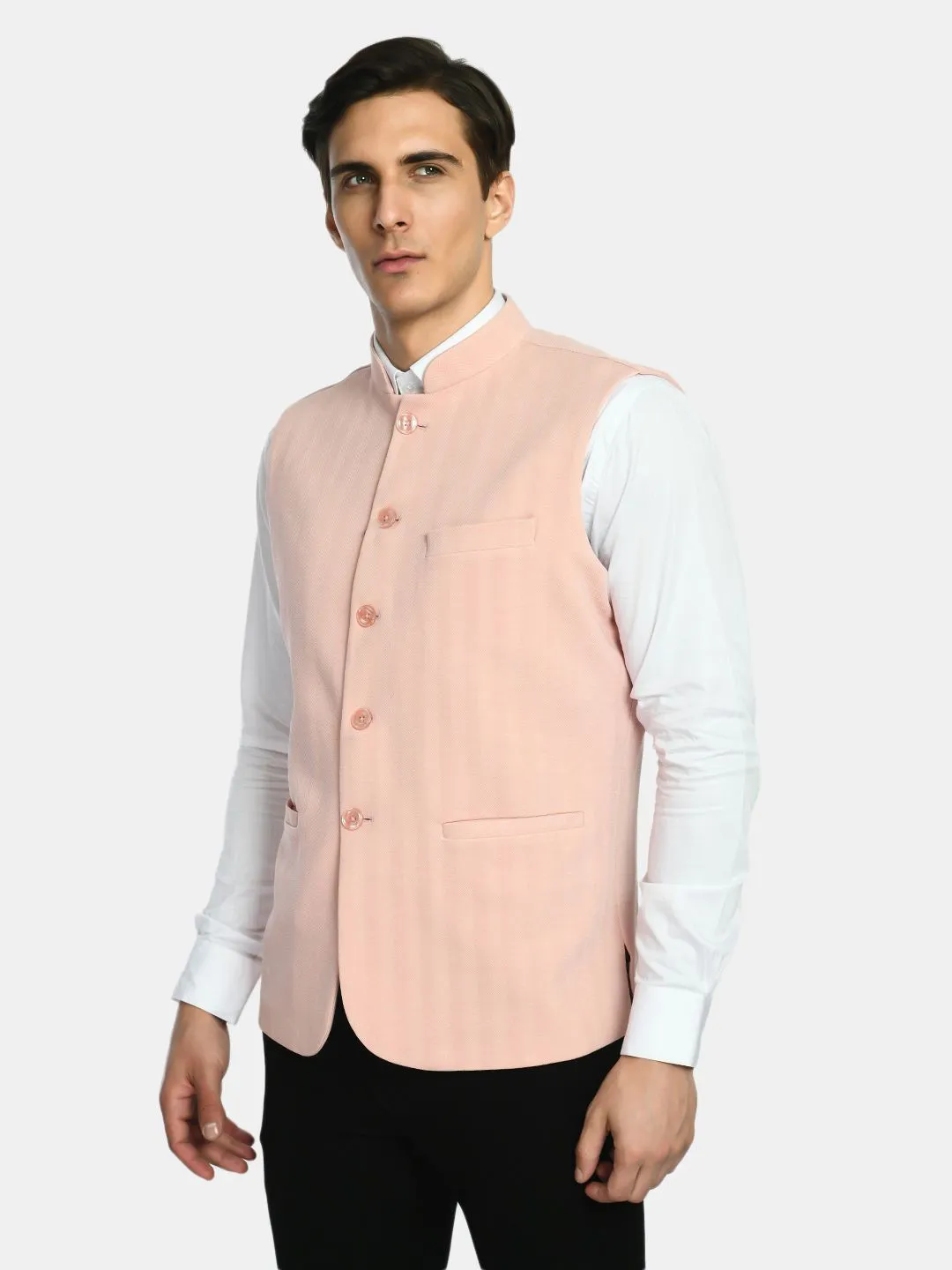 Solid Knitted Slim Fit Men's Festive Wear Nehru Jacket