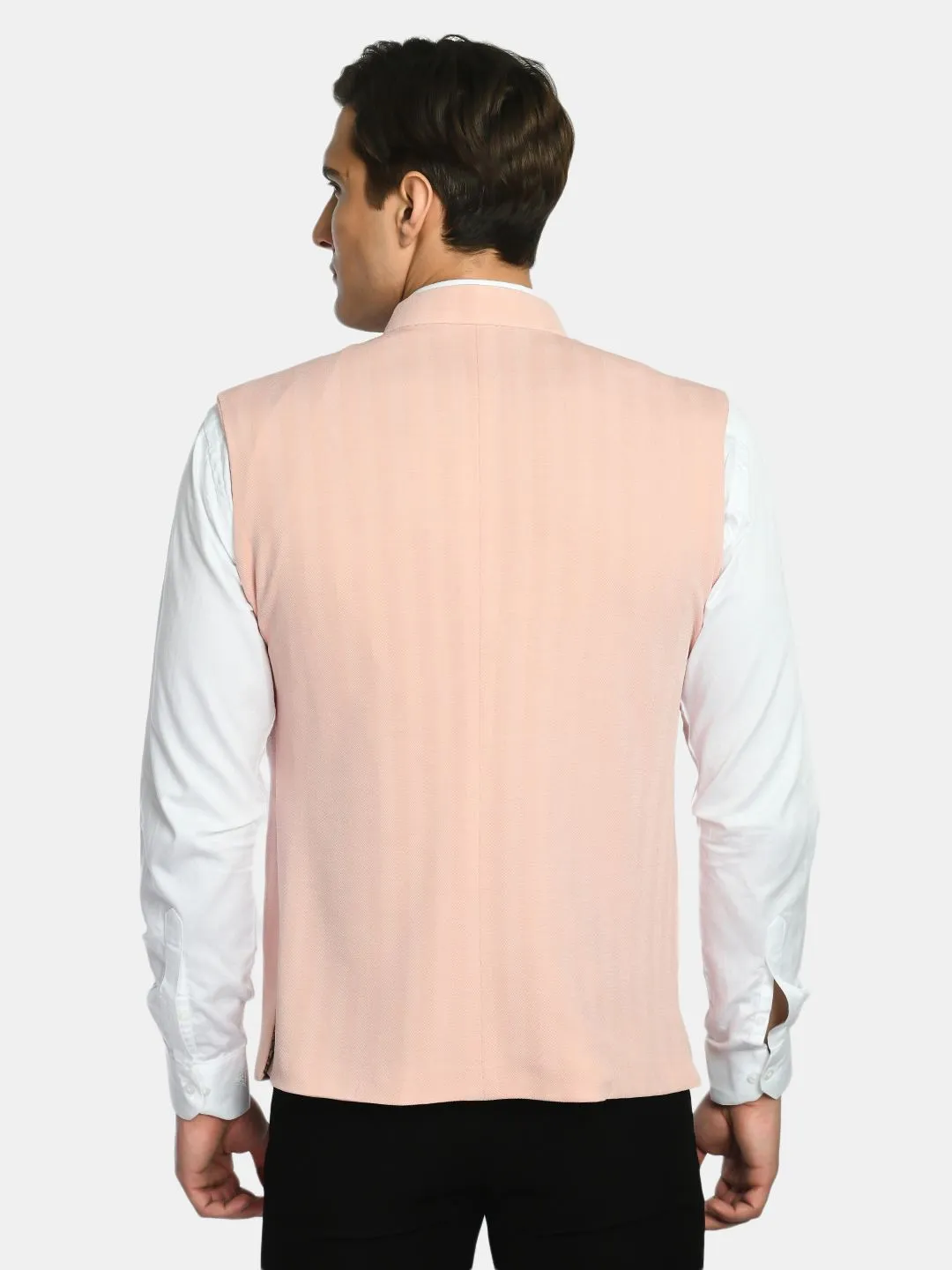 Solid Knitted Slim Fit Men's Festive Wear Nehru Jacket