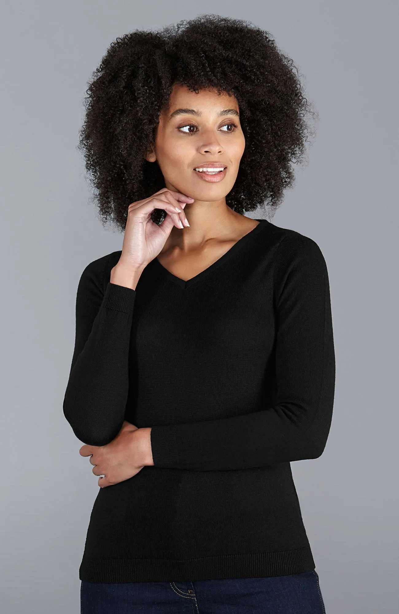 Womens Pure Extra Fine Merino Wool V Neck Jumper