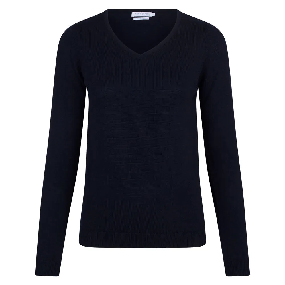 Womens Pure Extra Fine Merino Wool V Neck Jumper